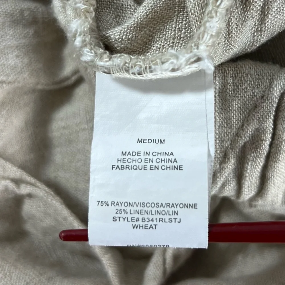 Thread & Supply linen blend‎ cropped pants frayed hem Pull on size Medium euro